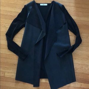 Zara long sweater w/ faux leather